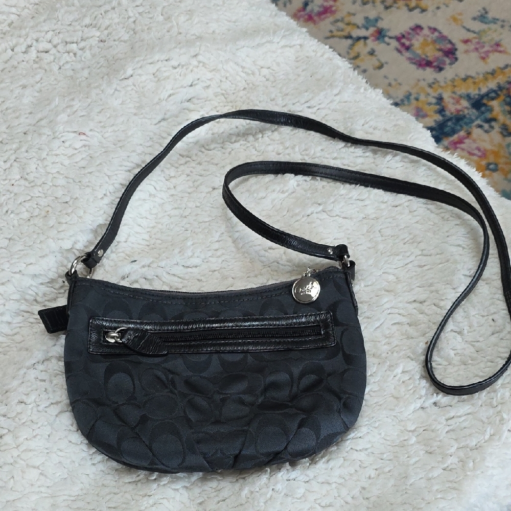 Coach Black Crossbody Bag with Silver Accents